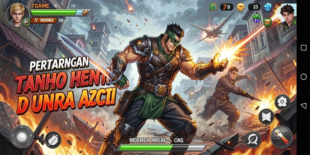 Tampilan aksi mendebarkan dari gameplay 7GAME.