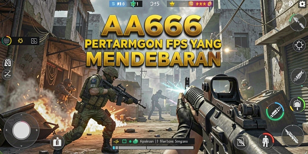 Tampilan seru gameplay AA666 di aksi pertempuran FPS.