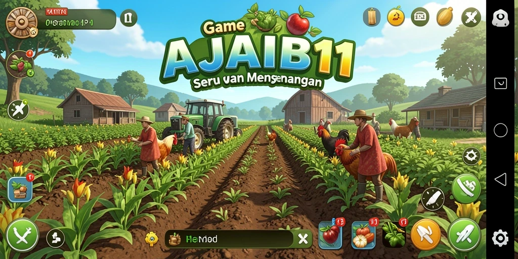 Screenshot AJAIB11 menampilkan aktivitas bertani yang seru dan dinamis.