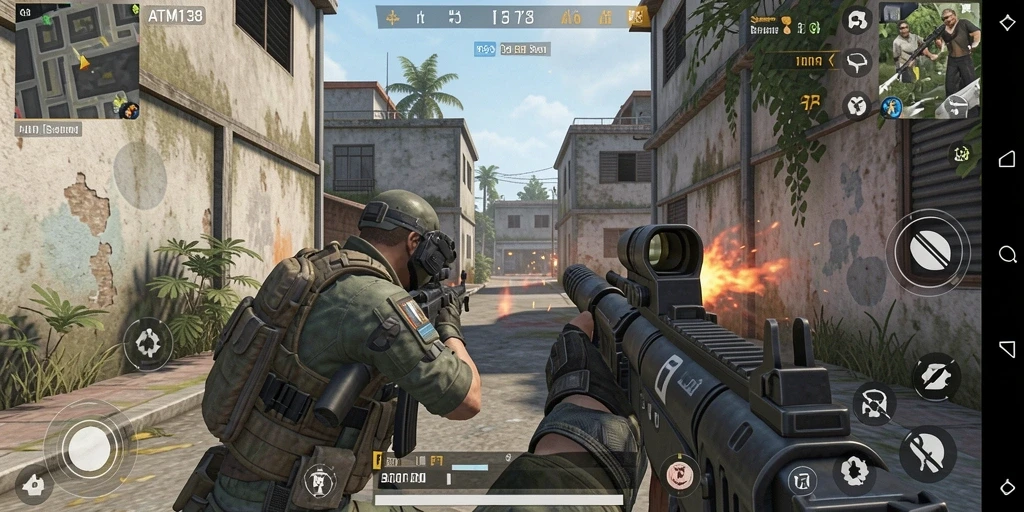 Screenshot menampilkan aksi menegangkan gameplay FPS di ATM138.