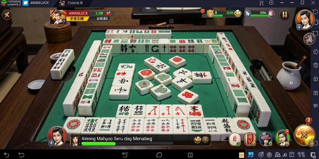 Screenshot gameplay AWANLUCK memperlihatkan papan Mahjong yang menantang.