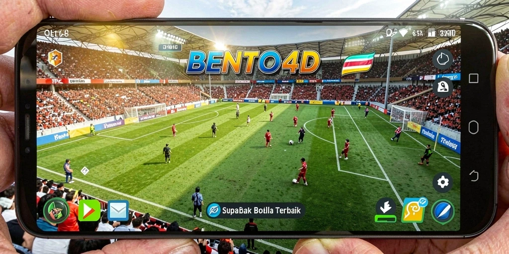 Screenshot BENTO4D menampilkan aksi seru permainan sepak bola.