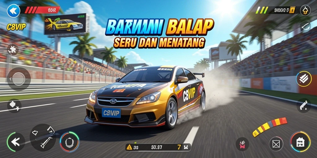 Gameplay seru C8VIP yang mendebarkan dengan balapan cepat.