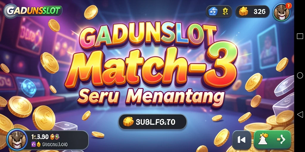 Tampilan menawan gameplay GADUNSLOT dalam aksi Match-3.