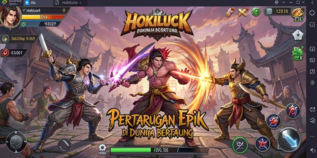 Tampilan seru gameplay pertarungan di HOKILUCK.