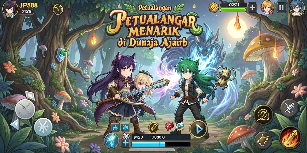 Screenshot gameplay dari JPS88 menunjukkan aksi petualangan seru di dunia anime.