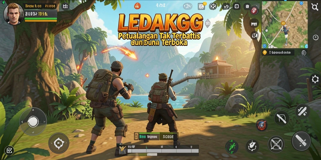 Tampilan utama gameplay Open World LEDAKGG yang mengesankan.