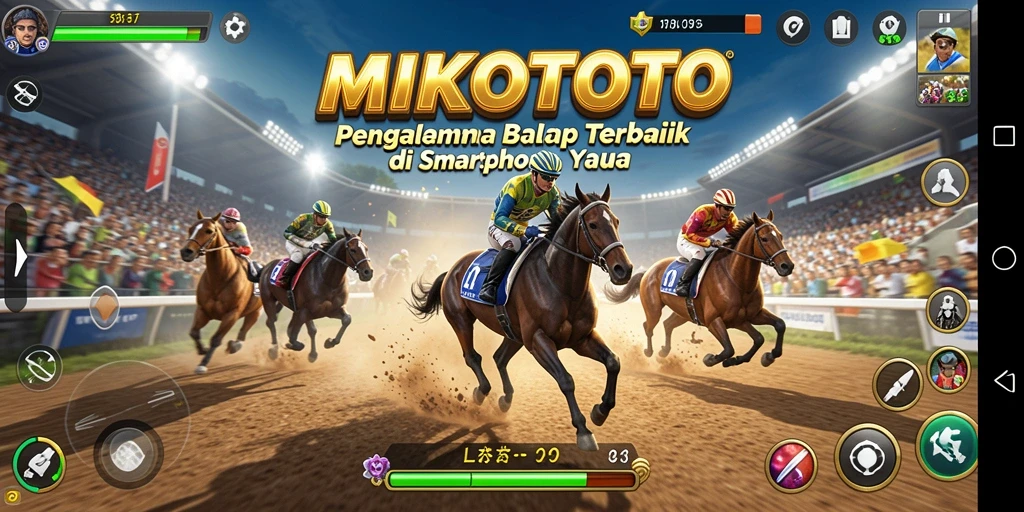 Tampilan gameplay MIKOTOTO dengan mobil balap yang melaju kencang.
