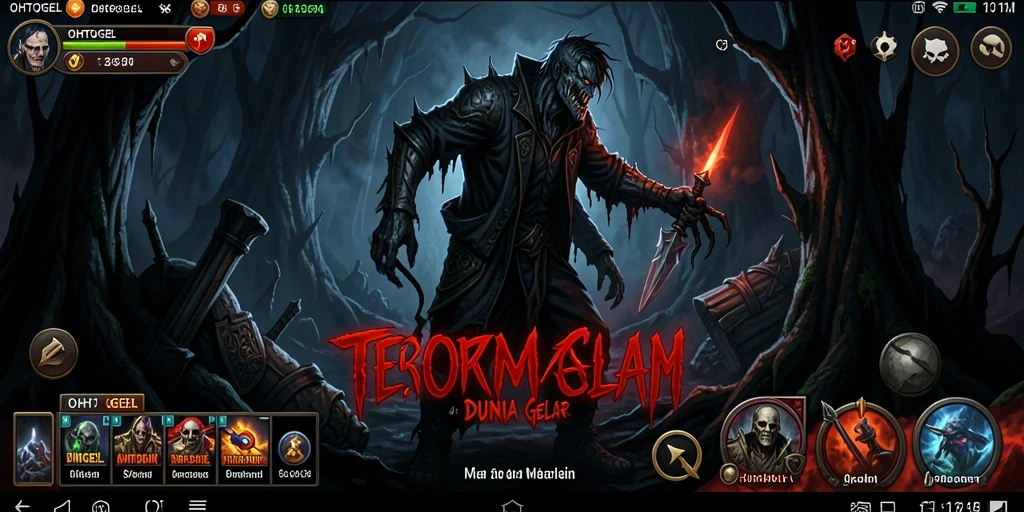 Tampilan gameplay menegangkan di OHTOGEL dengan suasana horor yang kental.