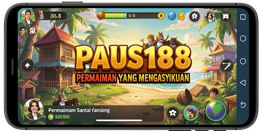 Tampilan gameplay PAUS188 yang ceria dan penuh warna.