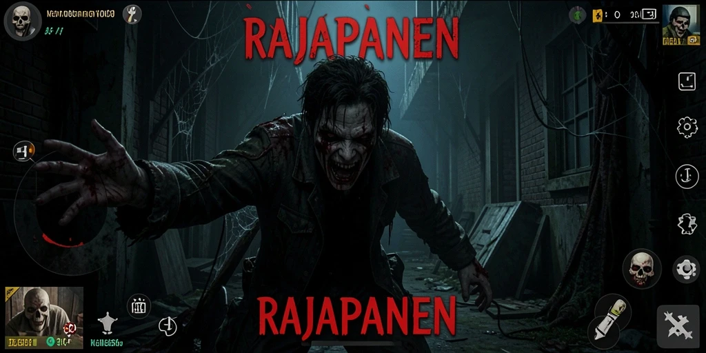 Screenshot RAJAPANEN menampilkan momen menegangkan dalam suasana horor.