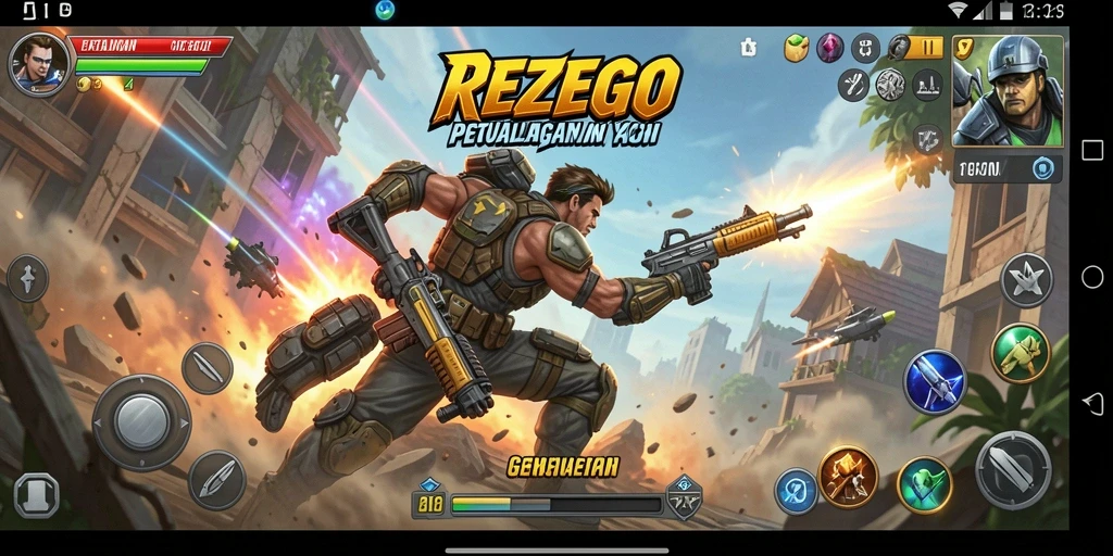 Screenshot gameplay REZEGO yang menampilkan aksi penuh ketegangan.