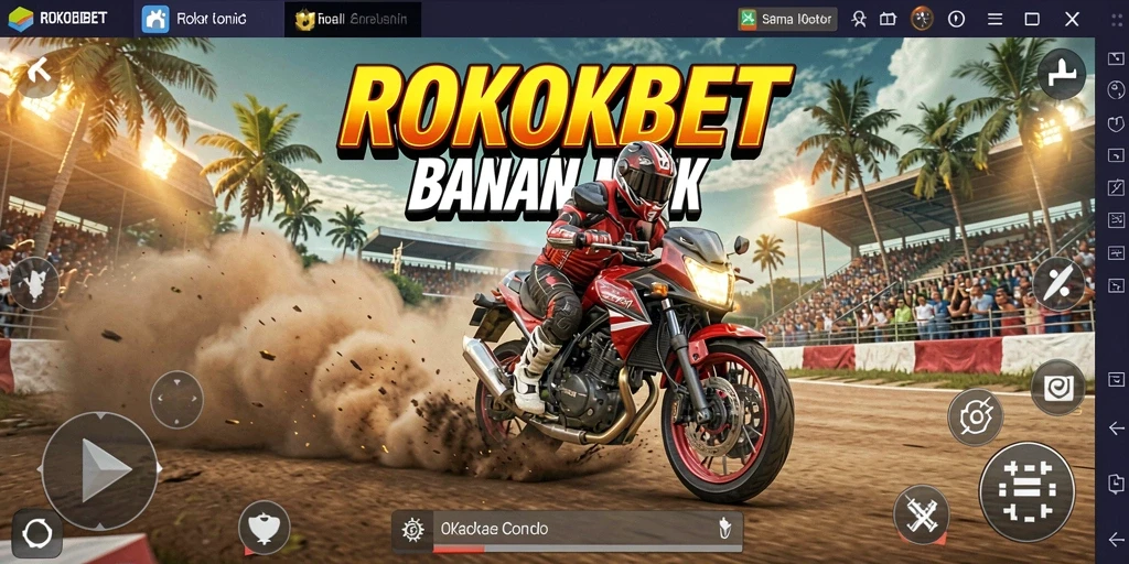 Tampilan gameplay ROKOKBET yang mendebarkan dan penuh aksi balapan motor.