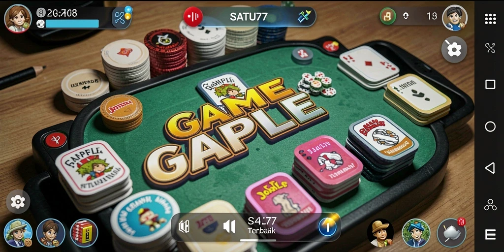 Screenshot utama SATU77 menampilkan suasana seru bermain Gaple online.