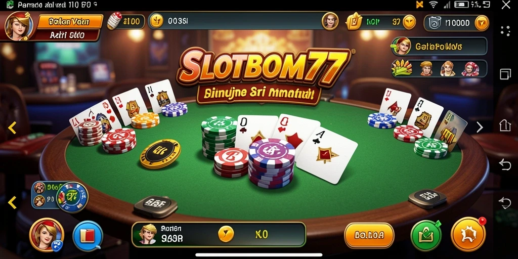 Tampilan gameplay Poker yang seru dan menantang di SLOTBOM77.