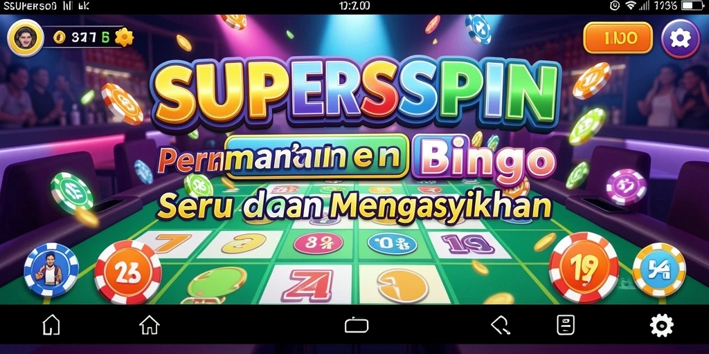 Tampilan gameplay seru Bingo di SUPERSPIN yang penuh warna.