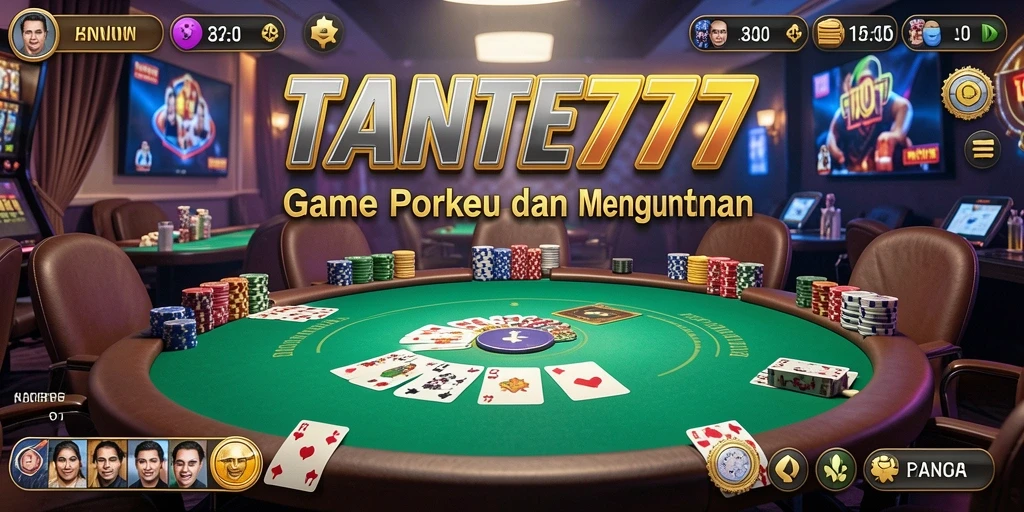 Screenshot gameplay TANTE777 menampilkan suasana poker yang mendebarkan.